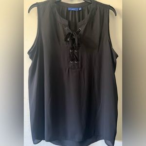 Black Apt 9 blouse tank top. Shorter front mid section.